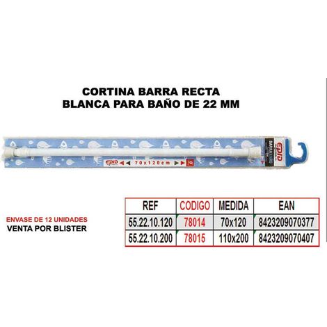 Badezimmervorhang gerade Stange 22 mm weiß 70x120 55.22.10.CC.120