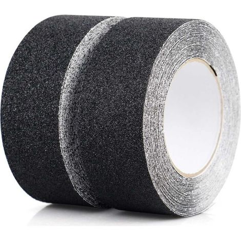 2 Pack Ruban antidérapant, Bandes antidérapantes avec Ruban adhésif antidérapant pour escaliers, marches, revêtements de Sol, Ruban antidérapant Solide, Autocollant, (5cm x 10m, Noir) (1/4)