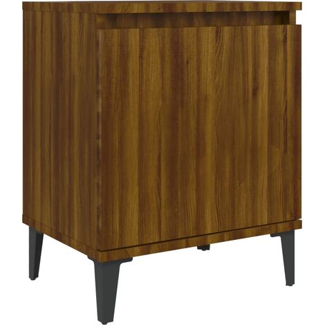 Maison Exclusive - Comodino con Gambe in Metallo Rovere Marrone 40x30x50 cm