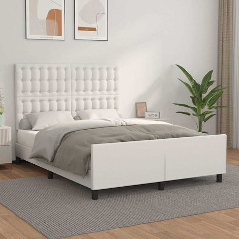 Cadre de lit sans matelas blanc 140x190 cm similicuir (1/5)