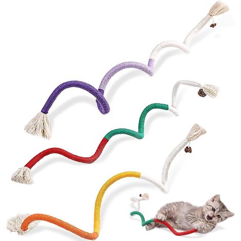Lot de 3 jouets à l'herbe à chat, corde à mâcher pour chat, bâtonnets, corde dentaire pour chat, pour le nettoyage des dents et la poussée dentaire (1/5)