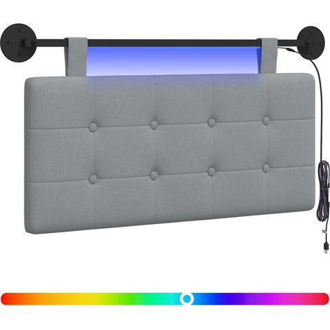Maison Exclusive - Testiera sospesa Con luce LED Grigio Chiaro Tessuto (1/5)