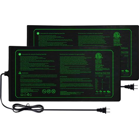 2 pièces de tapis chauffant pour semis, tapis chauffant pour hydroponie tiède, utilisé pour le semis, le jardinage intérieur, la fermentation et les serres, tapis chauffant pour plantes noir étanche e (1/5)