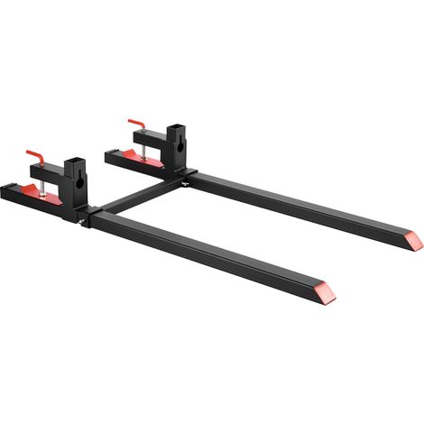 Fourches à palettes 907 kg, fixation par serrage, longueur 149 cm, barre stabilisatrice réglable pour tracteur et chargeuse, noir. (1/5)
