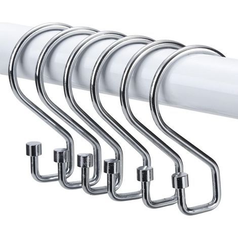 Lntyq Anneaux Rideaux Douche, Lot de 12 Crochets en Forme de S Antirouille, Crochets Polyvalents pour Rideaux de Douche, Ustensiles de Cuisine, Vêtements, Serviettes (Argent) (1/5)