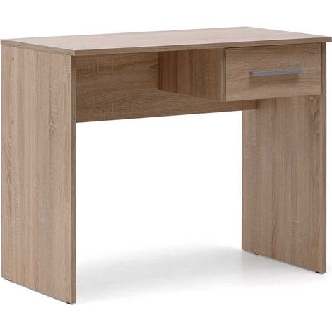 Mesa Escritorio con cajón pequeña 90x50x73cm acabado color roble (1/5)