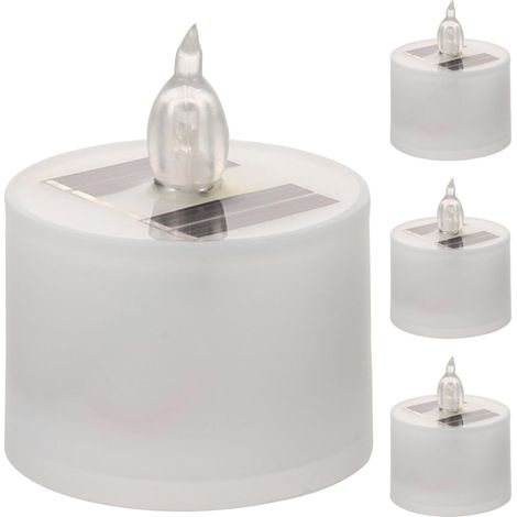Paquete de 4 velas solares tipo té, impermeables, iluminación exterior del anochecer al amanecer, LED reutilizable (1/3)