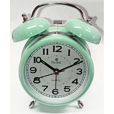 Reloj despertador de cuarzo Q860B con luz verde pacífico.