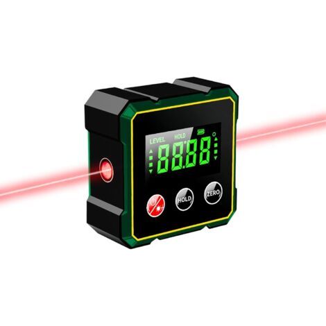 Détecteur d'angle numérique – Rapporteur d'angle numérique magnétique puissant laser 4 côtés, jauge biseautée, règle d'angle de tendance, outil de localisation d'angle de niveau à bulle, outil de (1/5)