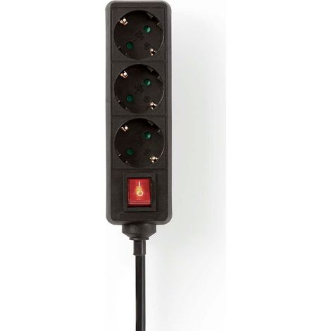 Regleta de enchufes  Tipo F (CEE 7/7)  3 vías  1,50 m  3680 W  16 A  Toma de tierra: Contactos laterales  230 V CA 50/60 Hz  Ángulo de la toma: 45°  H05VV-F 3G1,5 mm²  Interruptor de encendi