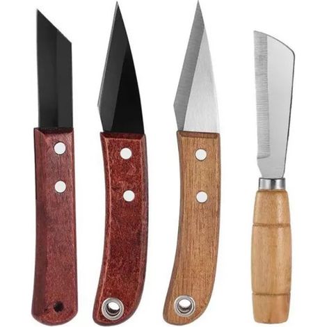 Ensemble de 4 outils de greffage pour arbres fruitiers, couteau à greffer, couteau à rempoter, couteau de récolte multifonction, outil de greffage pour la réparation des bourgeons (1/5)