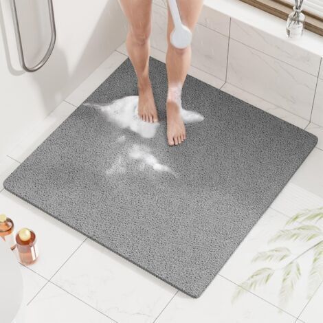 80x80cm, Gris Tapis de Douche Antiderapant, Tapis de Baignoire Antidérapant avec Drain, Doux PVC Luffa Tapis de Bain pour Salle de Bain, Séchage Rapide (1/5)