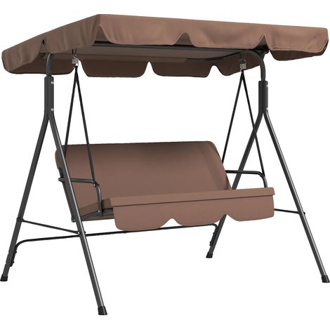 Mecedora de exterior, resistente a la intemperie, asiento cómodo, color marrón. (1/2)