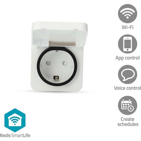 Smartlife smart plug wi fi ip44 3680 w plug with earth contact - 25 - 55 c android ios grey white 1 pcs
