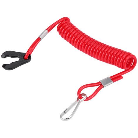 QORVA- Clé de commutateur d'arrêt hors-bord, lanière d'arrêt de moteur robuste et résistante à l'usure en plastique rouge extensible pour bateaux à moteur (1/5)