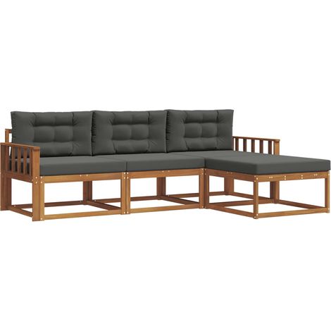 Ensemble de canapés d'extérieur 4 pcs  Salon de jardin Naturel et Anthracite