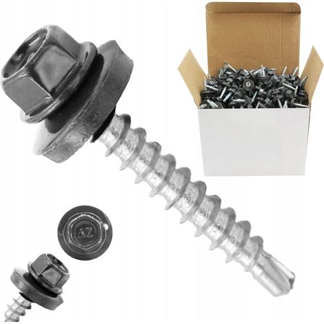 Vis auto-perceuses farmers SW8 - 4,8x35 mm - RAL 7024 - Résistantes et durables - Idéales pour le bricolage (1/5)