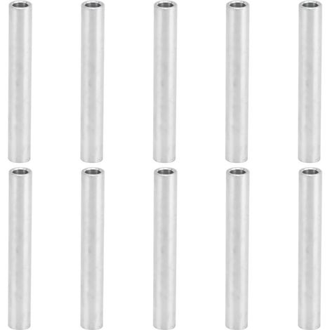 10 Pièces Entretoises Rondes en Alliage d'Aluminium Sans Filet, Diamètre Extérieur 6mm, Longueur 43mm, Supports pour Montage
