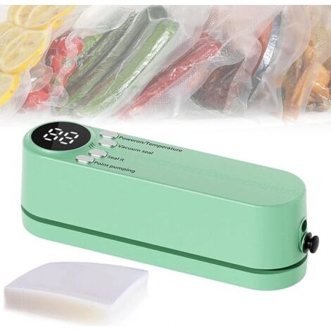 Mini scelleuse sous vide portable sans fil, rechargeable par USB, pour aliments secs, humides et en-cas (vert)
