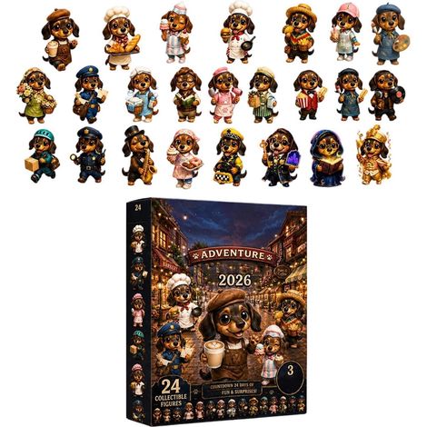 Calendrier de l'Avent Pendentif Plat 2D 2026 Décoration Maison Calendrier de l'Avent de Noël pour Teckel Pour Chambre Cheminée Cuisine Fêtes Anniversaire Sac (1/5)