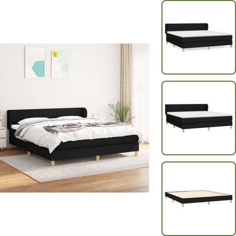 Boxspringbett mit Matratze Schwarz 160x200 cm Stoff - Boxspringbett - Doppelbett - Schlafsystem - Bettenrahmen - Lattenrost (1/5)