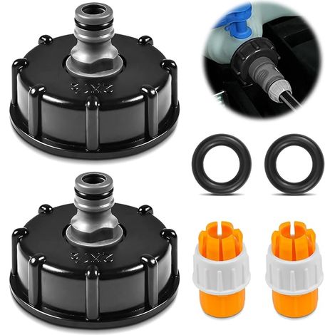 Cuve IBC Raccord s60x6 Bouchon de Réservoir 2 Pièces Avec Adaptateur Mamelon 1/2" Diamètre de Sortie 60 mm pour Tuyau D'Arrosage (1/5)