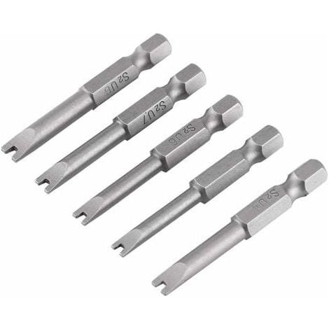 5-piece set of magnetic screwdriver bits made of S2 alloy steel, 50 mm long, 1/4-inch hex shank, U-shaped, for electricians and mechanical repairs. MUMU (1/4)
