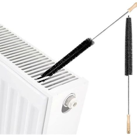 BelleRise - Lot de 2 brosses de nettoyage pour radiateur, essuie-poussière flexibles avec manche en bois (73 cm) (1/5)