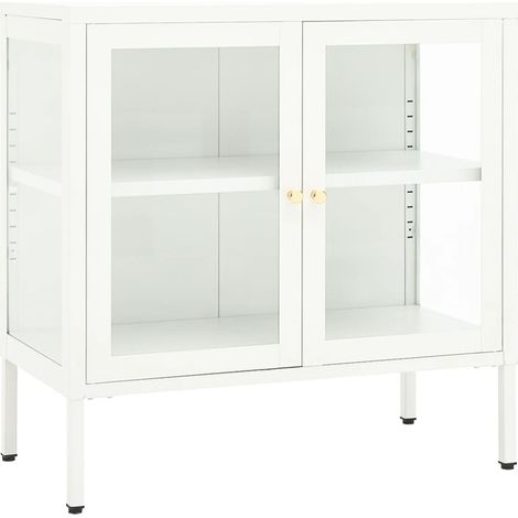 vidaXL Buffet Weiß 70x35x70 cm Stahl und Glas