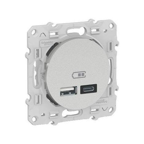 Doppel USB Steckdose Schneider Electric Aluminium 5V 2.4A