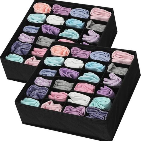 Set da 2 pezzi,Set per riporre la biancheria intima,Divisori per cassetti pieghevoli,Adatto per reggiseni (1/5)