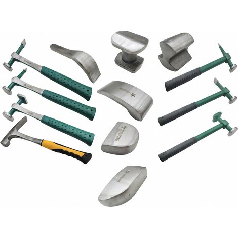 Martello da carrozziere con testa appuntita e tonda (manico in acciaio)