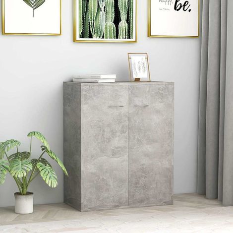 Buffet - Armoire de rangement Enfilade Gris béton 60 x 30 x 75 cm Aggloméré BV279061 - BonneVie (1/5)