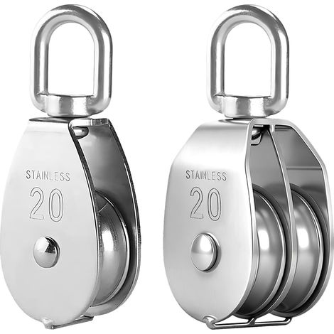 2 Pieces M20 Single Double Lifting Pulley, 75 kg Load Rust and corrosion resistant, suitable for fitness equipment and outdoor equipment (1/5)