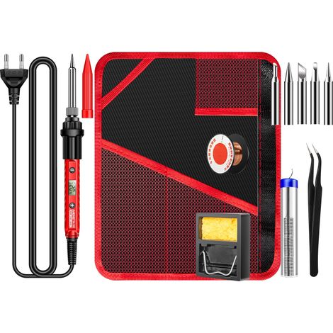 Irovami Kit fer souder 60W – rouge, 180-520°C, 11 pièces, EU