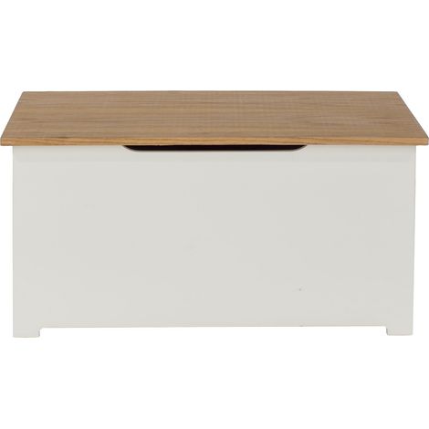 Ottoman - MDF/MDP - 80 x 38 x 41 cm - Soft White/Oak (1/3)