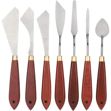 Malerspachtel, Palettenmesser, Farbschaber, 7-teiliges Palettenmesser-Set aus Edelstahl für Ölfarben, Acrylfarben-Mischwerkzeug (1/5)