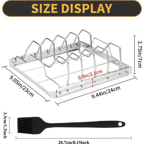 Ensemble de 2 cadres de grille en acier inoxydable, conception pliable à 4 fentes, comprend une brosse à huile, convient pour les barbecues en extérieur. (1/5)