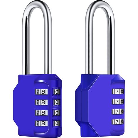 Il s'agit d'un cadenas à combinaison à 4 chiffres bleu, étanche, de 6,7 cm de long, fabriqué en métal résistant aux intempéries et en acier galvanisé, adapté aux écoles, aux gymnases et aux casiers.