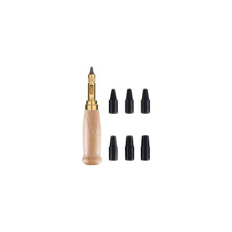 Perceuse Automatique 6 en 1 pour Cuir - Kit Complet avec Poinçons Amovibles (1-5mm) en Acier Carbone, Poignée Anti-dérapante, Outils de Maroquinerie pour Travaux Manuels (1/5)
