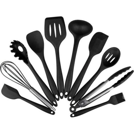 10 pièces ustensiles cuisine silicone, résistants à la chaleur jusqu'à 230°C, antiadhésifs, idéaux pour pâtisserie et cuisson quotidienne (1/4)