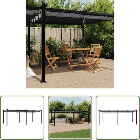 vidaXL Aluminiumpavillon - Gartenpavillon mit Ausziehbarem Dach Anthrazit 3x6 m Aluminium (1/5)