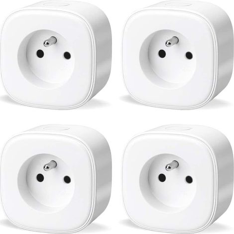 Prise connectée WiFi (type E), compatible avec Alexa, Google Home et SmartThings, lot de 4 programmes