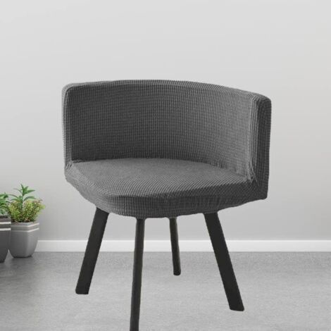Set mit 4 universellen Stretch-Stuhlhussen ohne Armlehnen, für Küche oder Wohnzimmer. Waschbarer, dreieckiger Stuhlbezug aus dunkelgrauem Jacquard. (1/5)