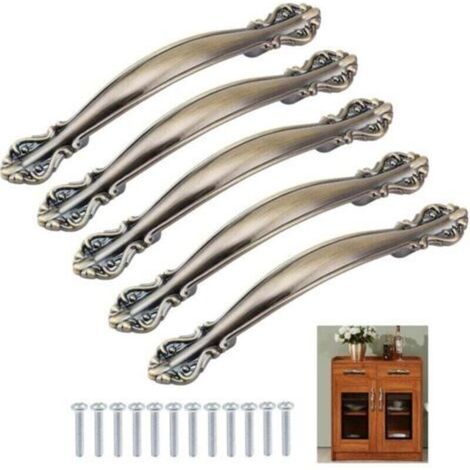 Set mit 6 Vintage-Schrankgriffen aus grüner Bronze, Möbeltürgriffe, antike Bogengriffe, 96 mm Lochabstand (1/4)