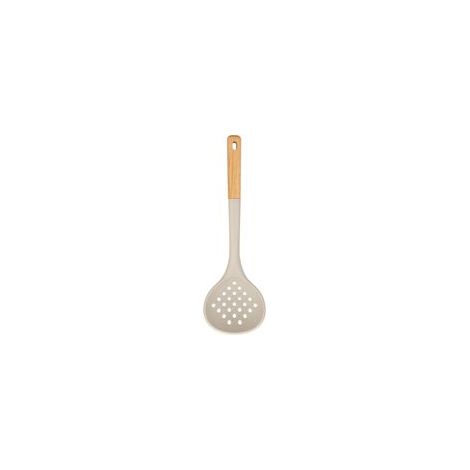 Küchensieb, große Schöpfkelle mit Schlitzen, hitzebeständig, BPA-frei, antihaftbeschichtet, ideal zum Abtropfen und Braten, 33,5 cm (khaki) - Crezuo