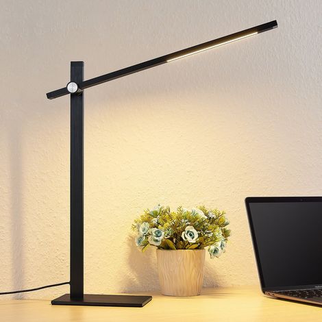 [GEBRAUCHT] B-Ware Lucande Tischleuchte Wasko LED dimmbar schwarz Metall 3000K 420lm 12x45,5cm (1/2)