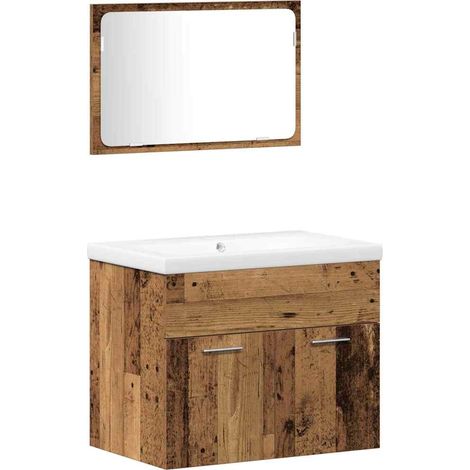 Maison Exclusive - Badezimmermöbel-Set Wandmontiert 3 pcs Altholz