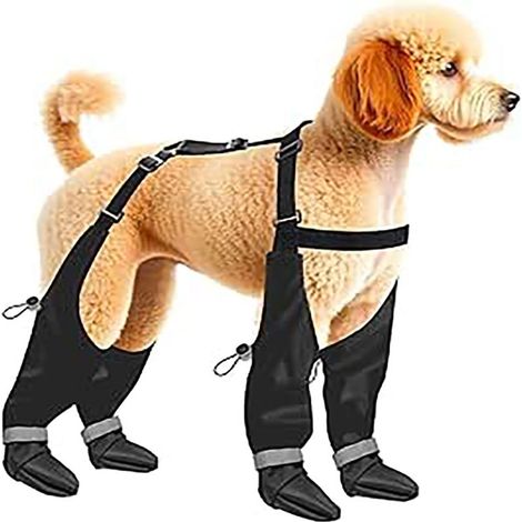 Bottes pour chien avec bretelles extensibles réglables, imperméables antidérapantes, protectrices pour pattes, idéales pour hiver neige été trottoirs chauds (XXL) (1/5)