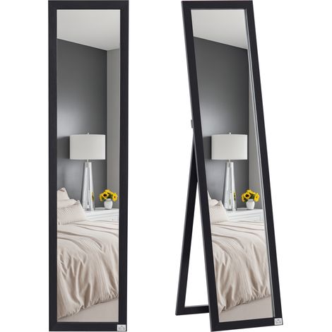 HOMCOM Full Length Mirror, Floor Standing or Wall-Mounted Long Mirror, Black (1/5)